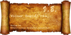 Volner Boglárka névjegykártya
